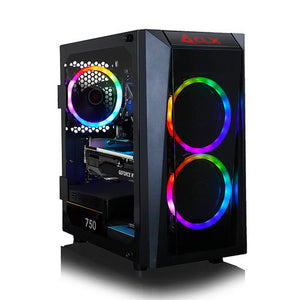 Windows 10 Home 64-bitNVIDIA GeForce RTX 3060 Ti 8GB dedicated graphicsTechnical details: Intel Core i5 10400F processor; 16GB memory; 240GB solid-state drive; 2TB hard driveSpecial features: Mini-Tower with RGB Fans; G-SYNC compatible; Multiple Monitor Support; built-in wireless networking; Bluetooth; HDMI output