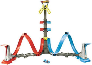 &#8203;Hot Wheels&#174; Loop & Launch&#8482; Track Set for Kids 5-10 Years Old with Adjustable 2-Foot-Tall Winner&#8217;s Cage, Spiral Loop, & Point Panels, Simple Set-Up & Collapsible for Easy Storage