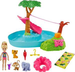 This  Barbie&#174;  and  Chelsea&#8482;  The  Lost  Birthday&#8482;  Splashtastic  Pool  Surprise&#8482;  playset  takes  3  to  7  year  olds  on  a  jungle  river  adventure  packed  with  fun  and  animal  friends!