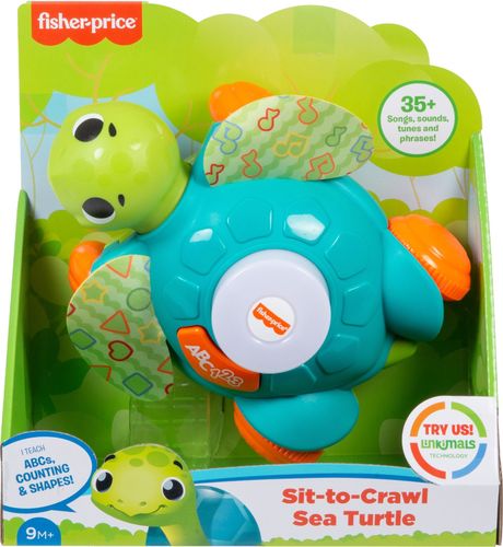 ​Tiny explorers can pretend to swim all around the sea of the living room with the Linkimals™ Sit-to-Crawl Sea Turtle. Whether they're sitting up and singing along to the ABCs or crawling after their zooming turtle pal and counting imaginary bubbles, babies are in for an ocean of adventure with this musical learning toy.