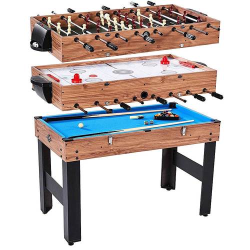 Whether you're a pool shark, a slide hockey hero, or a foosball fanatic, you'll find what you're looking for with the Lancaster 3 in 1 48 Inch Combination Game Table. This convertible game table features all of your favorite games in a single table  saving you space without compromising fun.