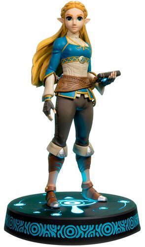 The highly detailed Zelda PVC statue is seen striking a static yet commanding pose, with the Sheikah Slate in hand. The design on the base is based on the symbol that initiates when activating the Sheikah Slate interface. The statue is housed in a beautifully designed collector's box, which can also turn and double as a diorama backdrop for added visual aesthetics.