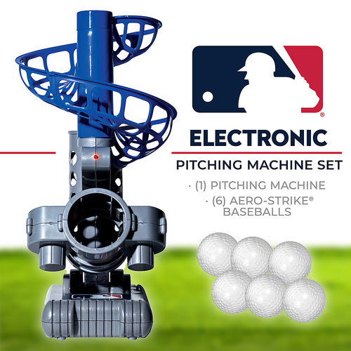 the Franklin Sports MLB Pitching Machine for kids is the ultimate way to practice batting and catching skills season after season! With a 3-angle adjustment to customize your practice,  perfect kids training tool for the backyard. Easy to set up and including six white AERO-STRIKE® balls for practice, kids are ready to play in minutes.