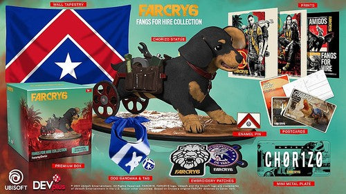 When traveling to an island paradise ruled by a ruthless tyrant, it’s wise to come prepared. Ubisoft and Final Boss Bundle are proud to present Far Cry 6: Fangs For Hire Collection, a carefully curated bundle of survival essentials for tourists and rebels in Yara.  Chorizo Statue – ¡Cuidado! ¡Chorizo Picante! Make way for man’s best amigo!