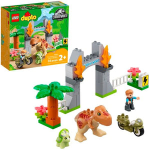 LEGO&#174; DUPLO&#174; Jurassic World T. rex and Triceratops Dinosaur Breakout is bursting with creative play for young dinosaur fans with big imaginations.